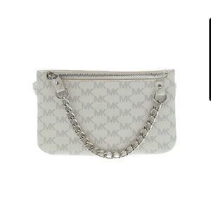Michael Kors Leather Signature Logo Belt Bag Cream - 8.5" L, 5.25" H, 1" D